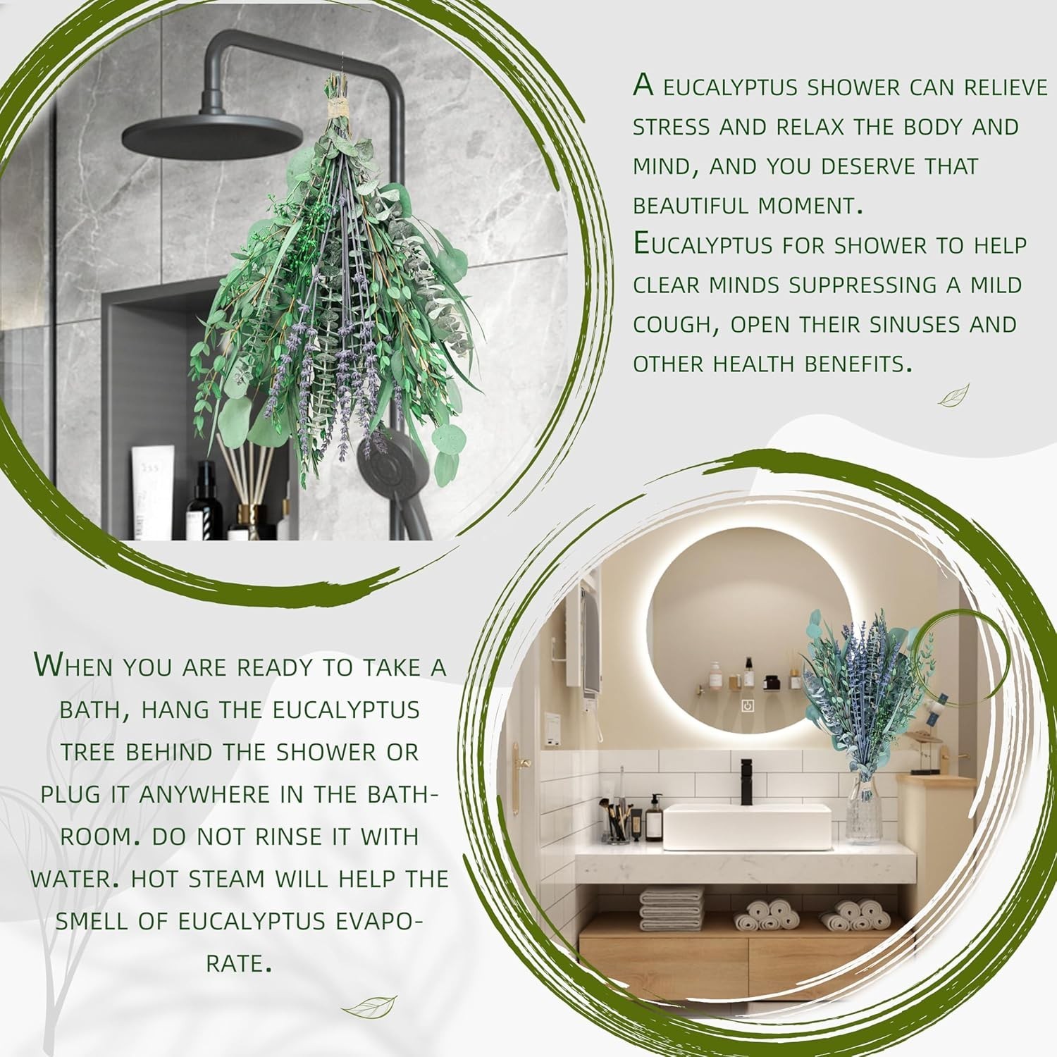 Eucalyptus Lavender Shower Bundle 17in Fresh Hanging Aromatic Home Decor