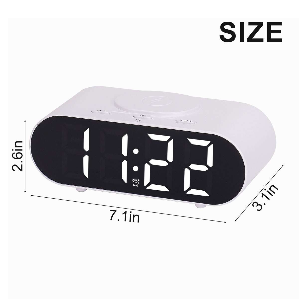 Modern Digital LED Nightstand Alarm Clock With Wireless Phone Charger NEW