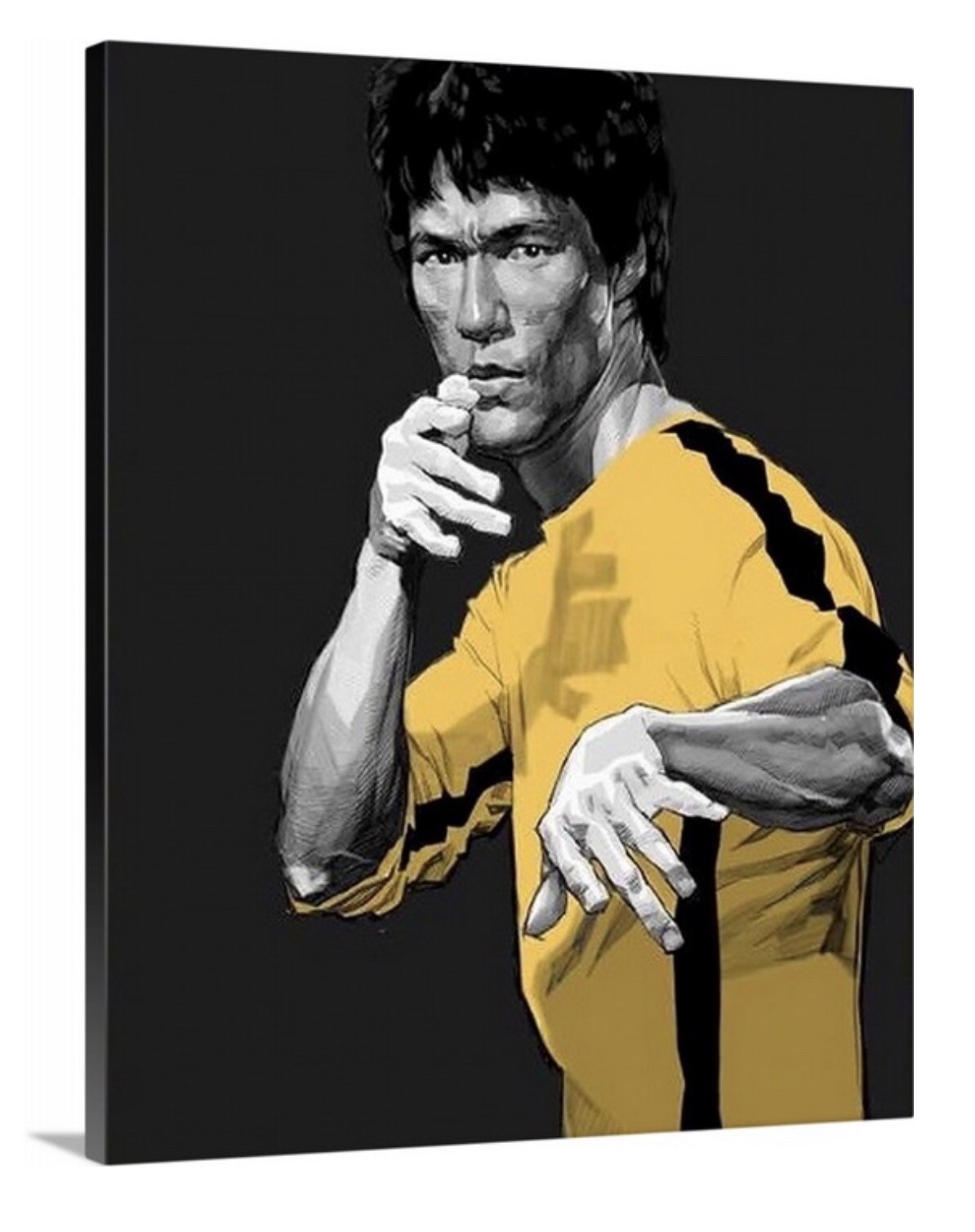Bruce Lee Canvas 16×20 Drawing WallArt Be Water ESPN Enter The Dragon Kung Fu
