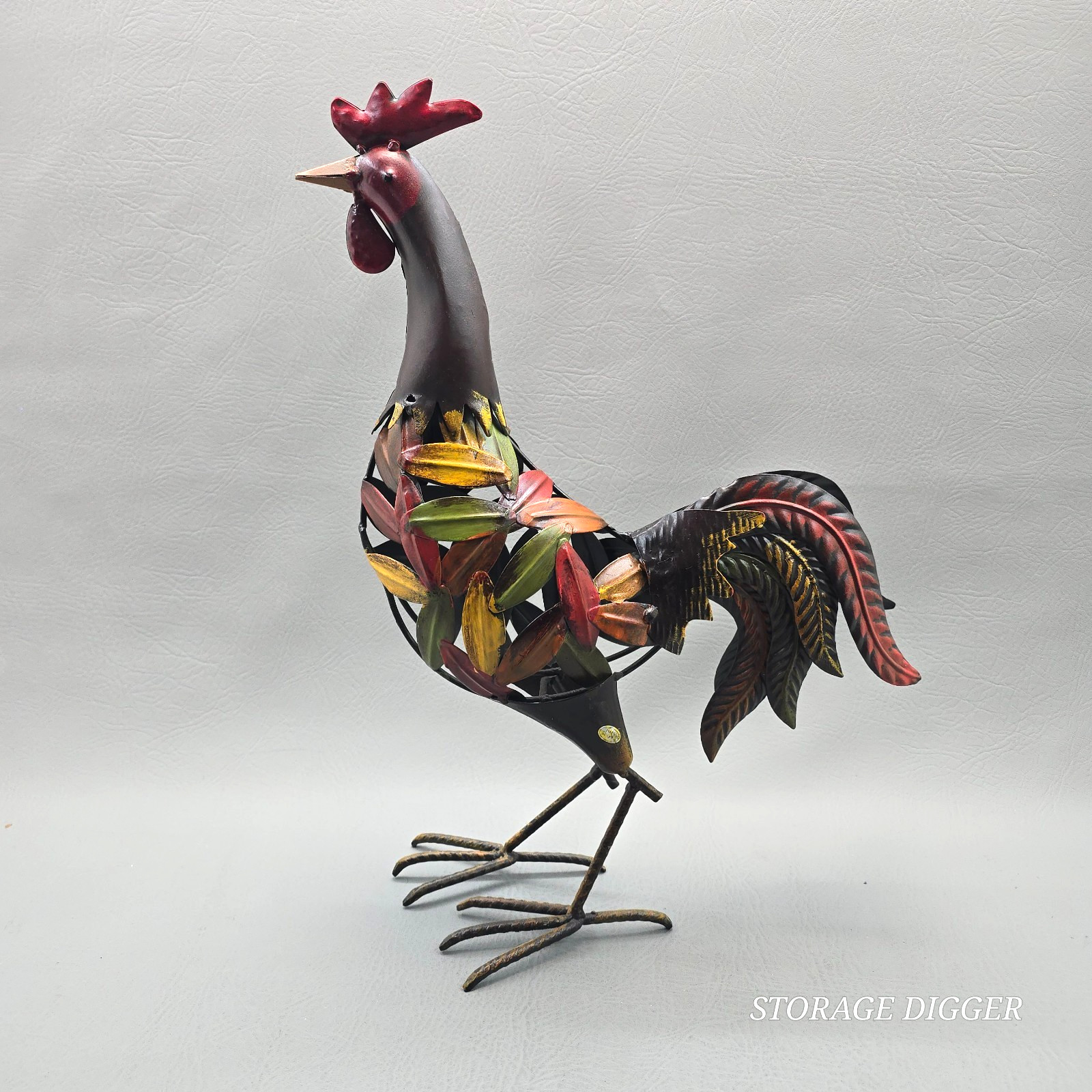 Vintage Handmade Metal Carved Rooster Sculpture Figurine 17.5&Prime; Tall, Home Decor