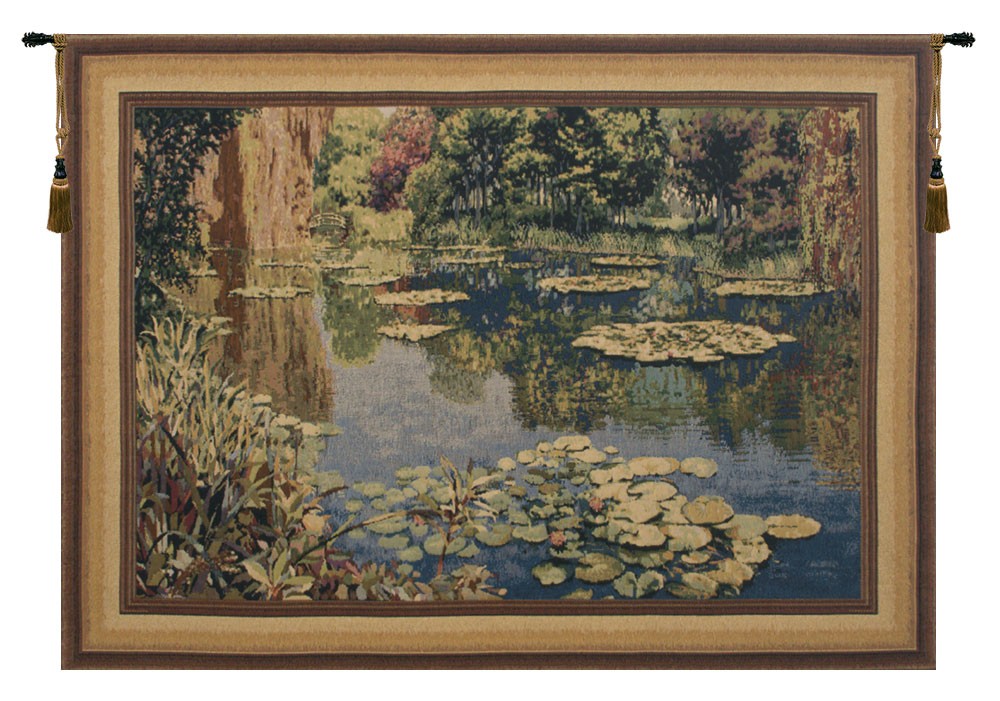 Claude Monet Art Belgian Tapestry Wall Hanging Lake Giverny Scene, Home Decor