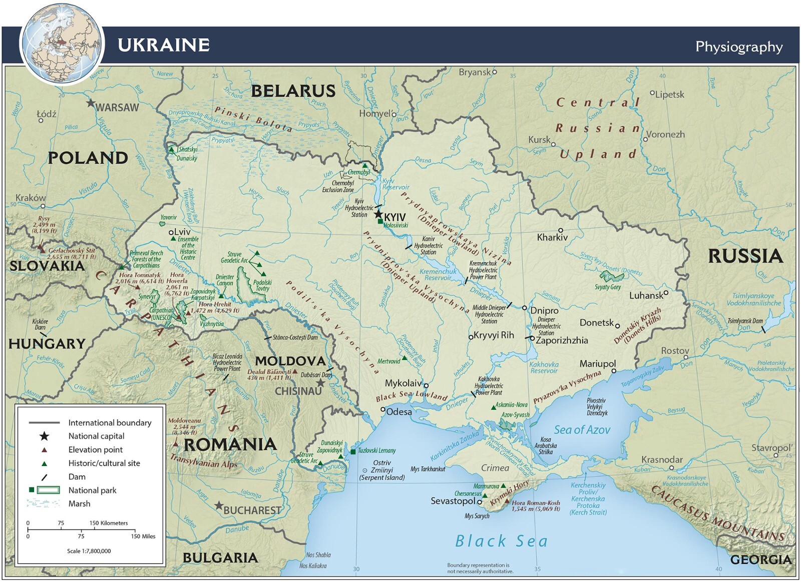2022 Physiography CIA Map of Ukraine Geography Homeschooling History Poster