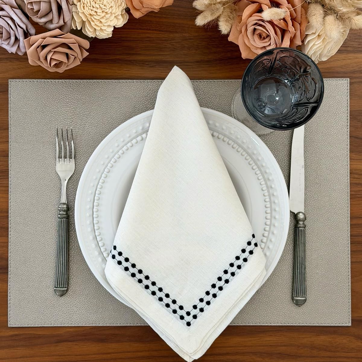 Skate Shagreen Easy Care Placemats- Wipeable Vinyl Table Mats – Rectangle – Set