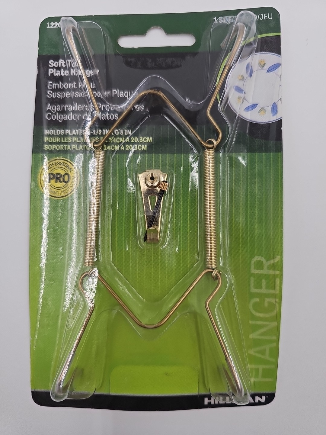 Hillman 122048 Metal Brass Plated Plate Hanger 5-1/2 to 8 in.