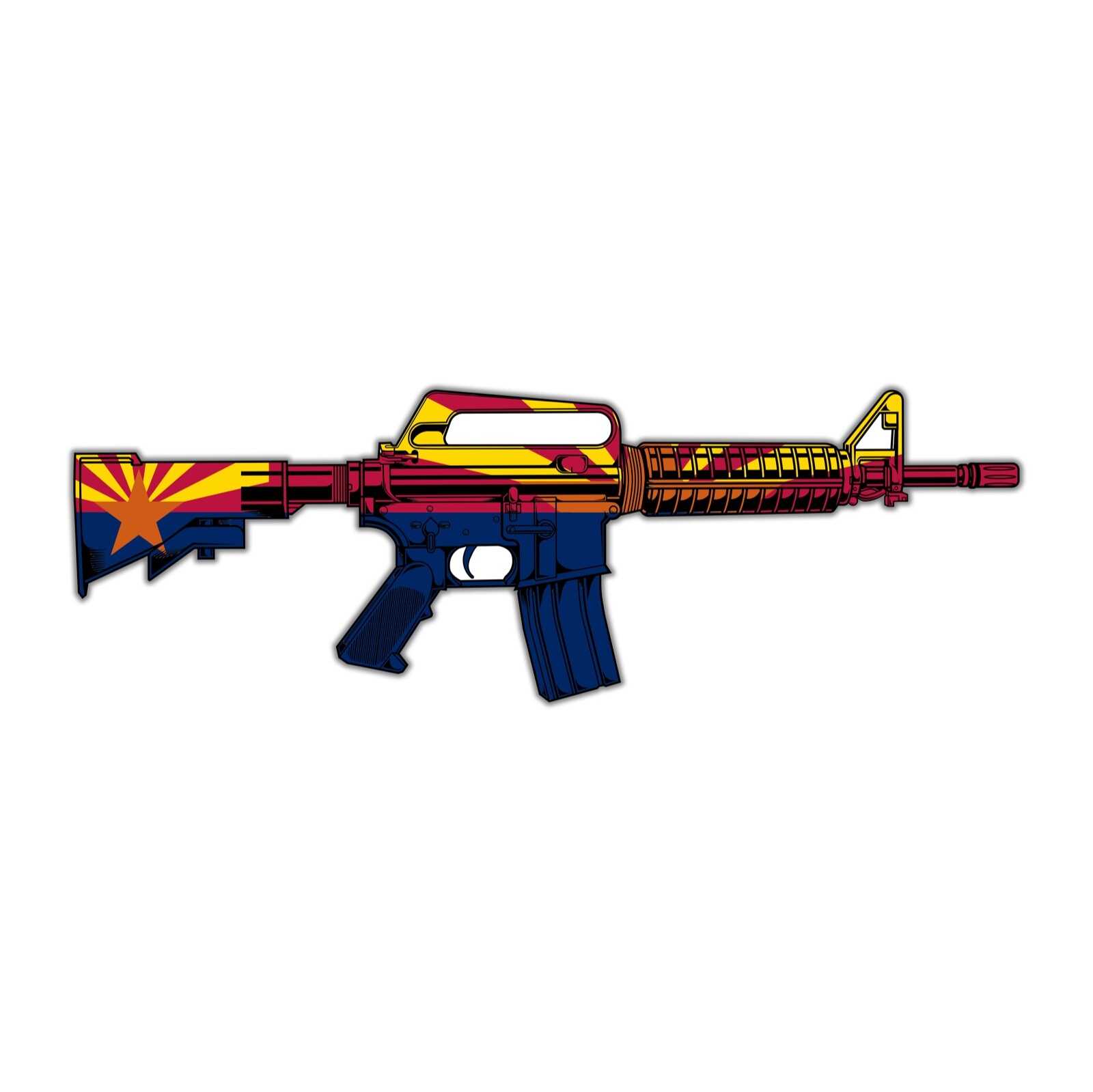AR 15 Rifle Arizona State Flag Vinyl Decal Sticker Gun AZ Firearm AR-15 Stars US