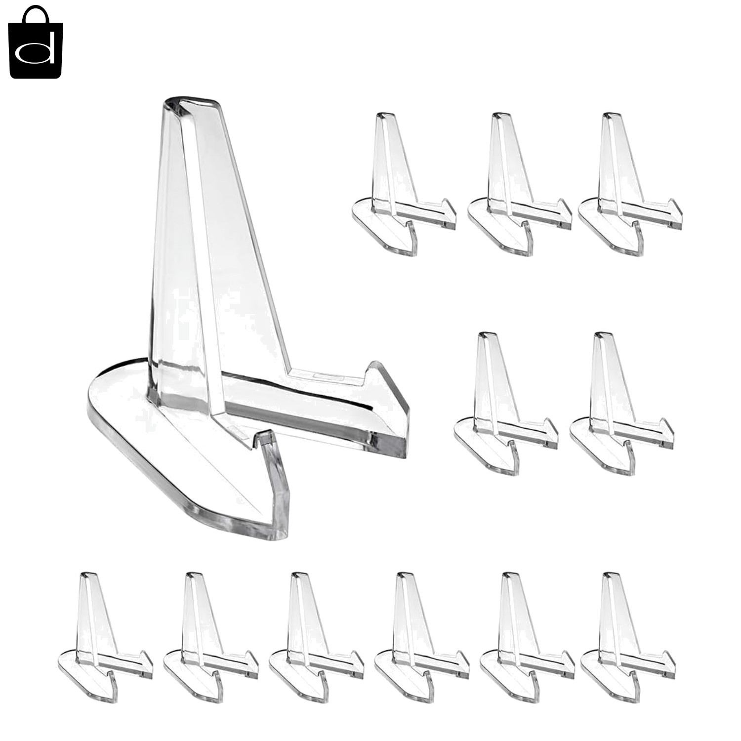 Sturdy 12-Pc Acrylic Easel Stands – Clear Mini Holders for Coins & Medals, 2.64&Prime;