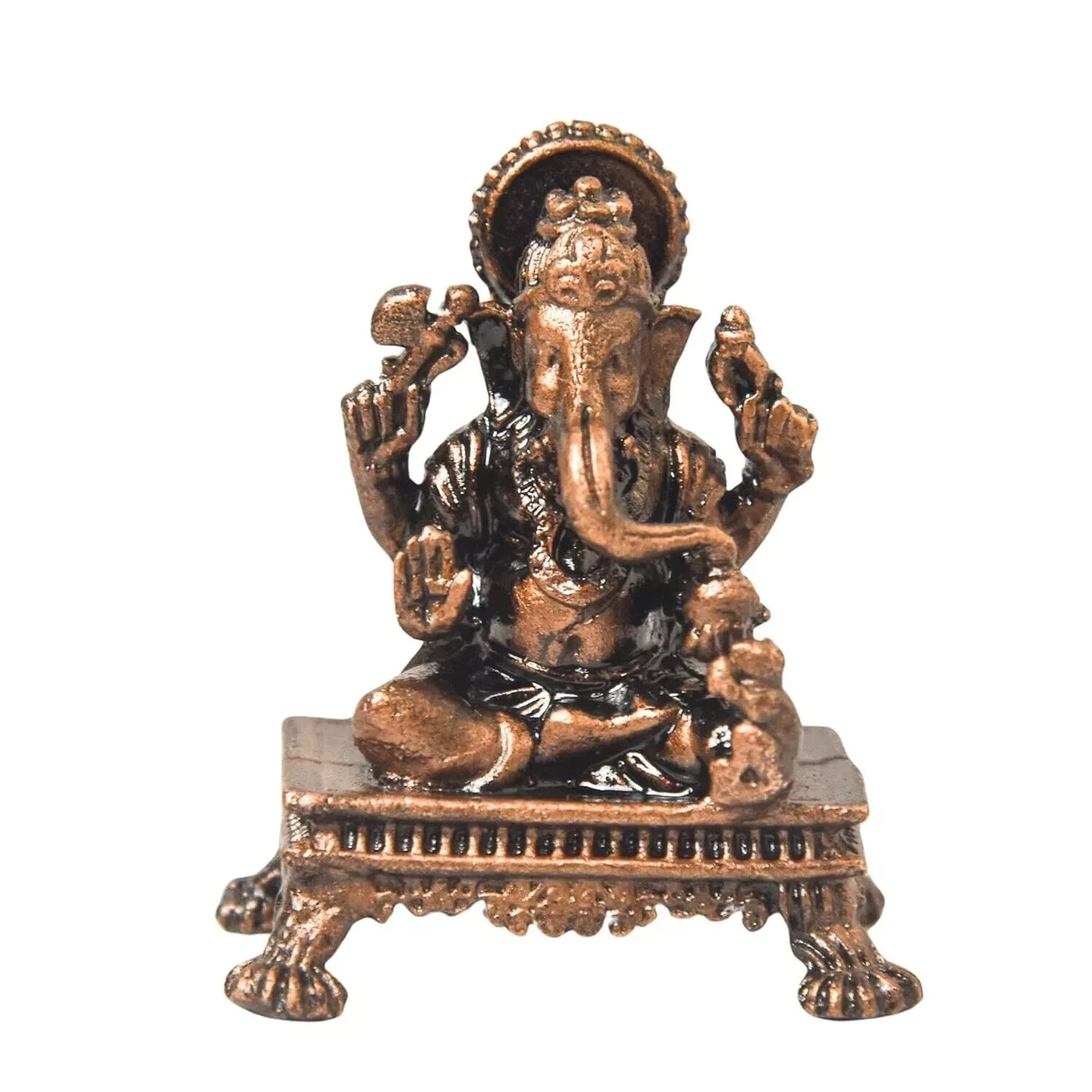 Copper Handmade 1.6 » Ganesha Sitting On Bajot Ganpati Idol Statue For Worship