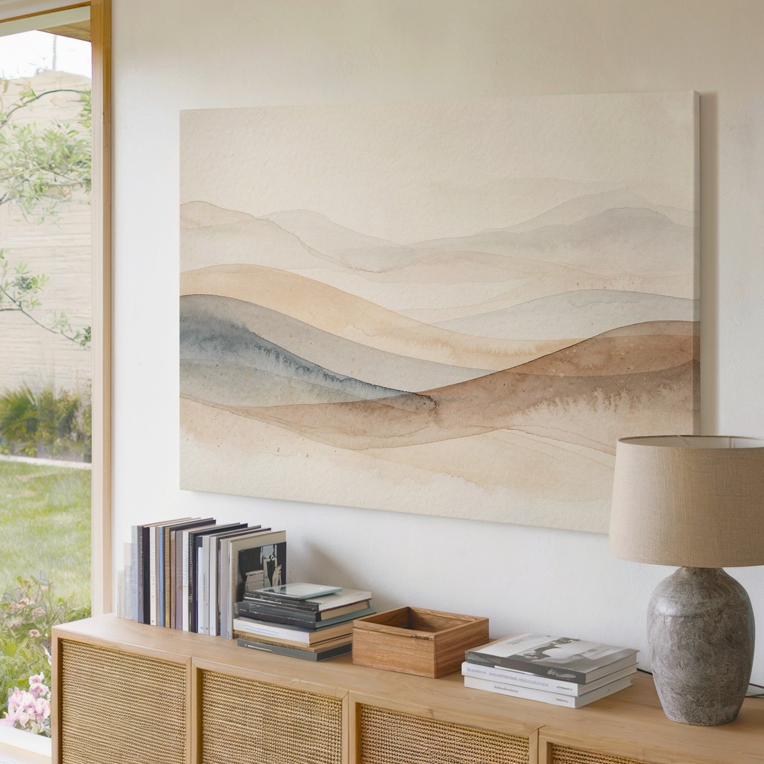 Neutral tones abstract landscape canvas wall art modern minimalist decor print