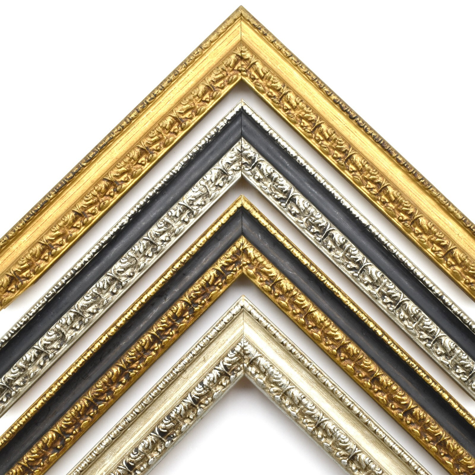 Spanish Antique Picture Frame Traditional Decorative Ornate Wood Gold SIlver