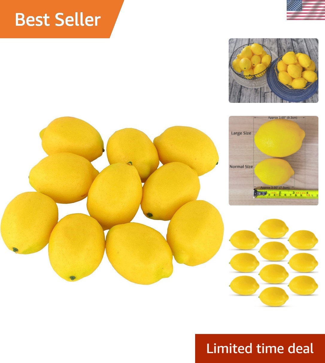 Lifelike Yellow Artificial Lemons – 10 Pcs Stunning Fake Fruit for All Occasions