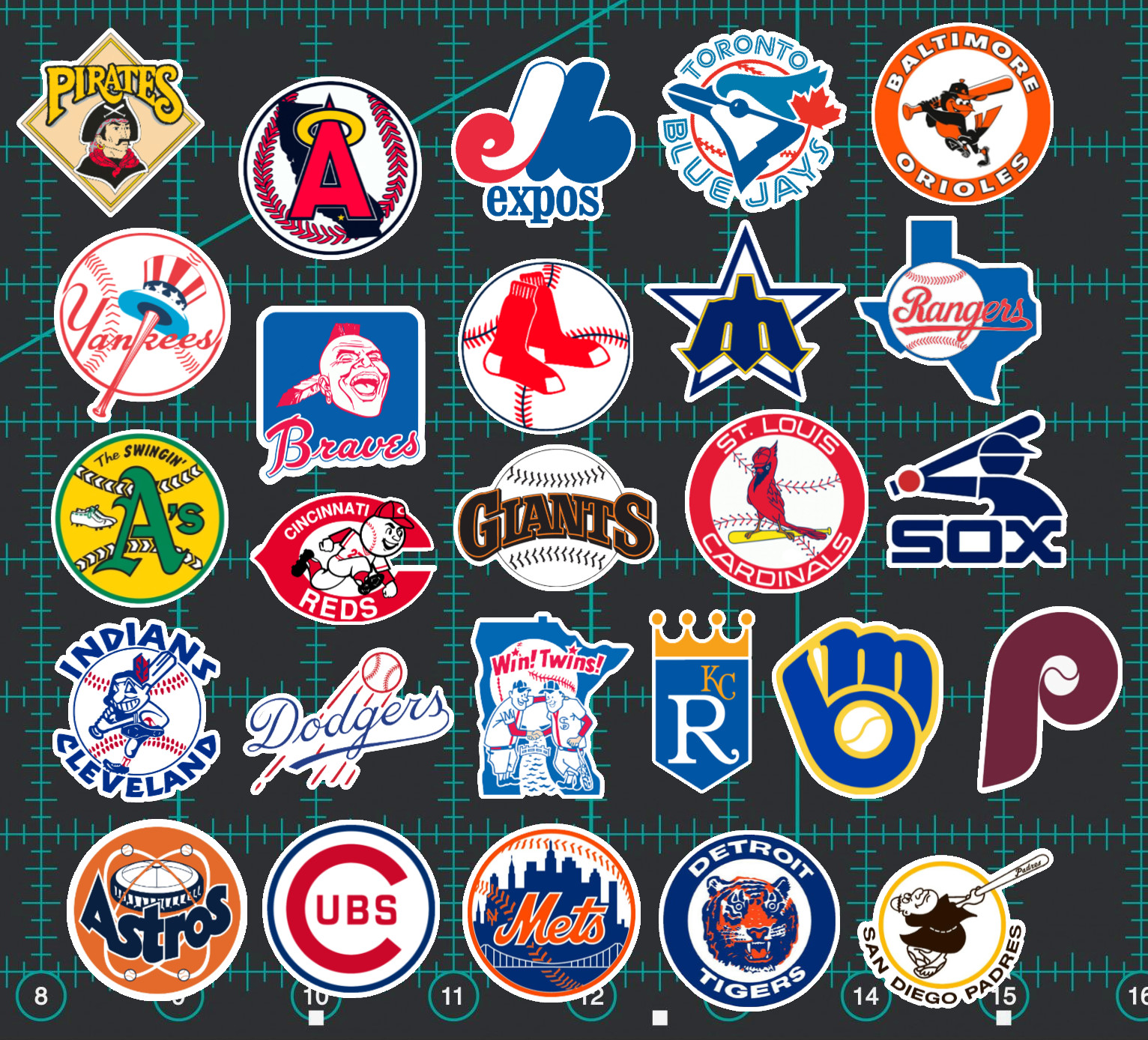 26 Retro 70&rsquo;s/80&rsquo;s MLB Logo Sticker Pack – Clear, Holographic, or White- Yankees