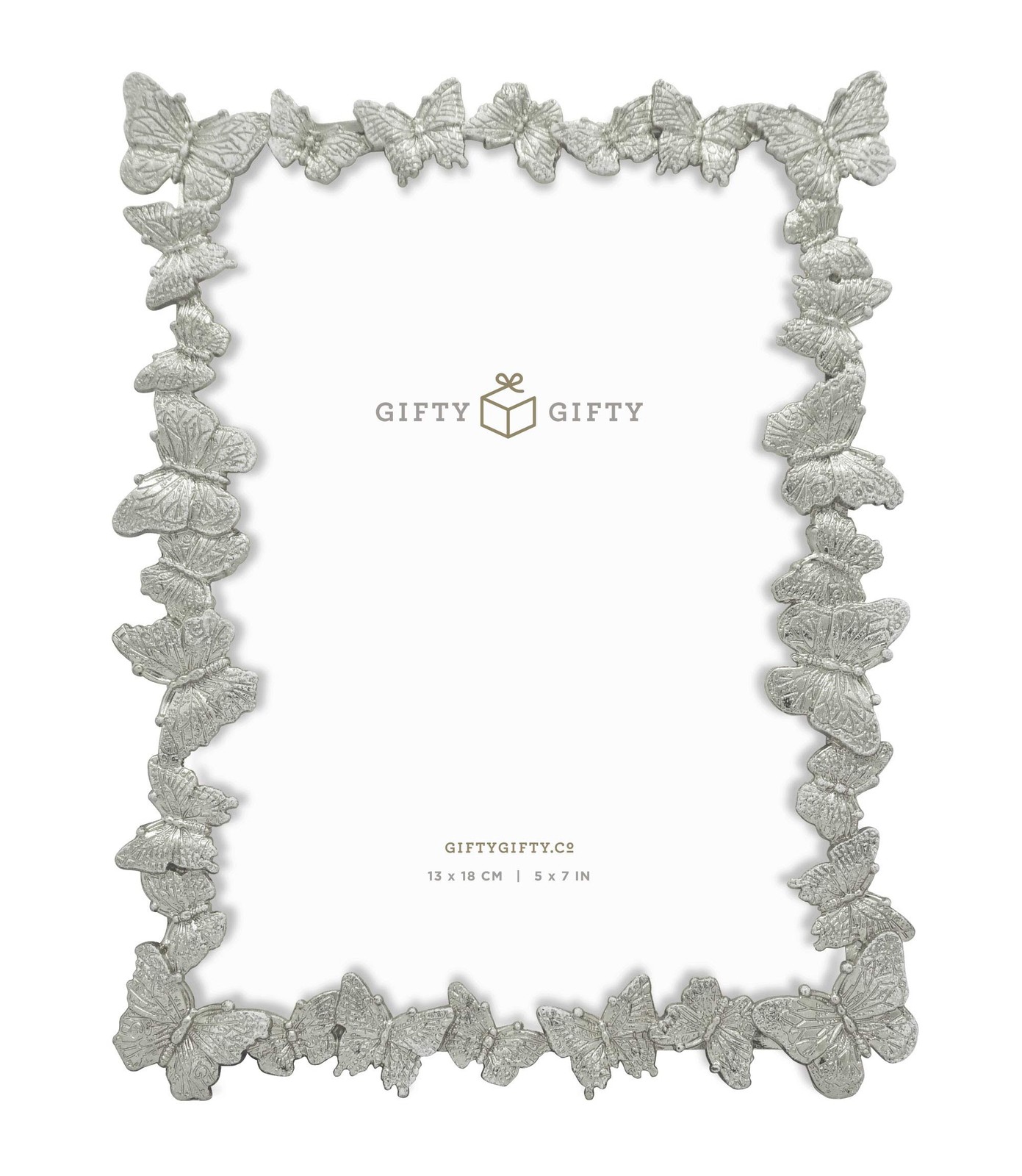 Silver Butterfly Photo Frame / 5×7 In | For Vertical and Horizontal Display on T