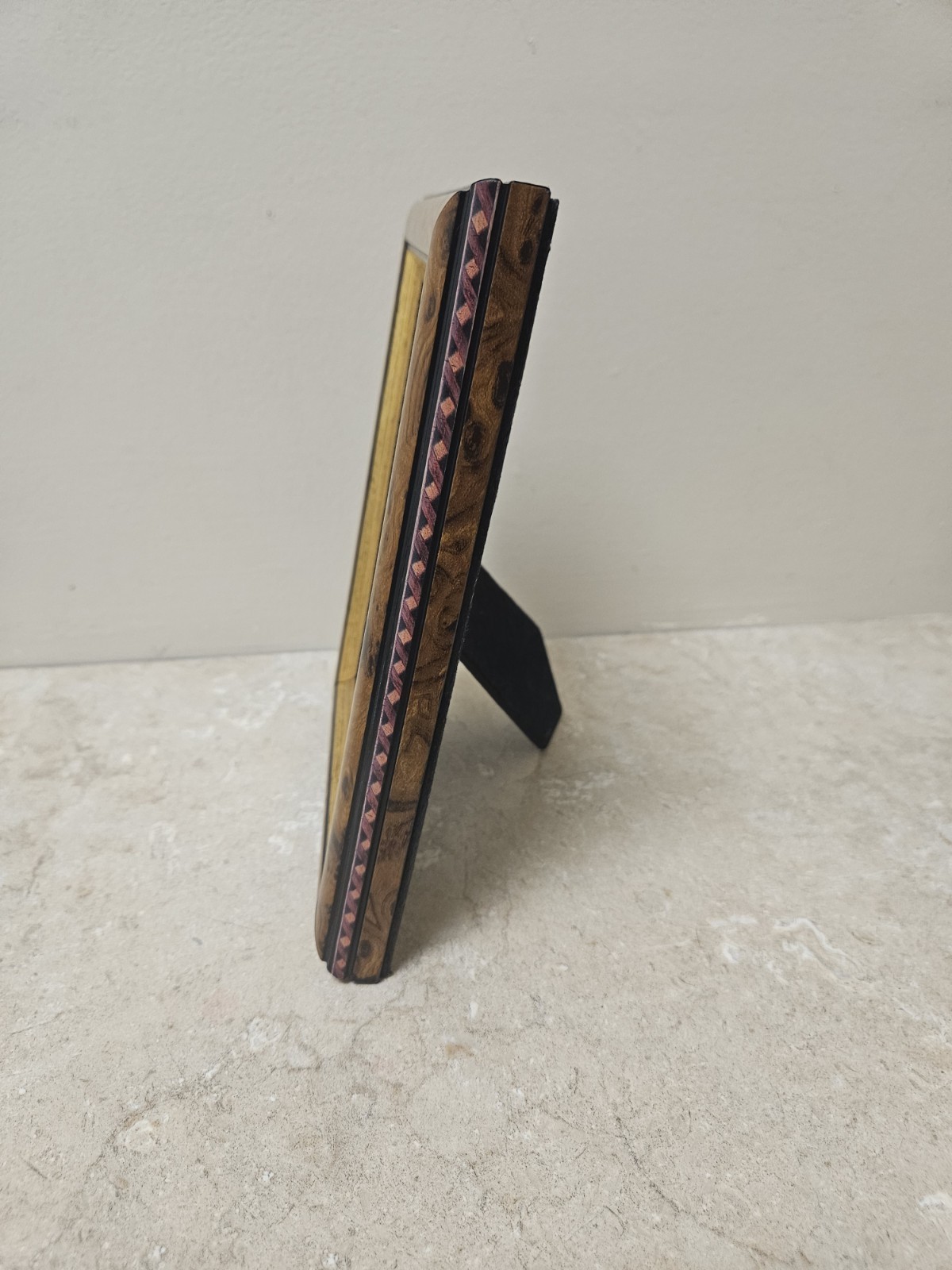 5×7 wood marquetry photo frame handcrafted in Los Angeles by The Bucklers Inc.