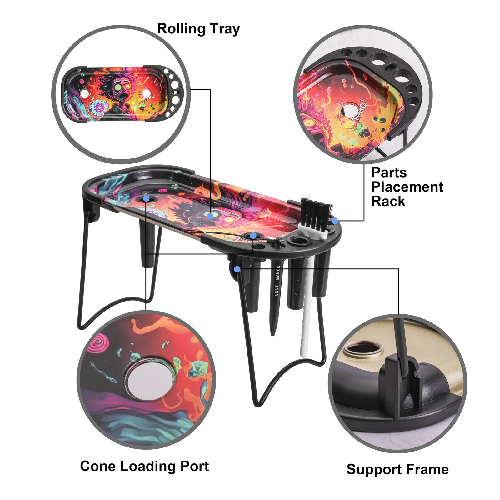 Cone Filler Machine Kit Rolling Tray Stand Brush Set