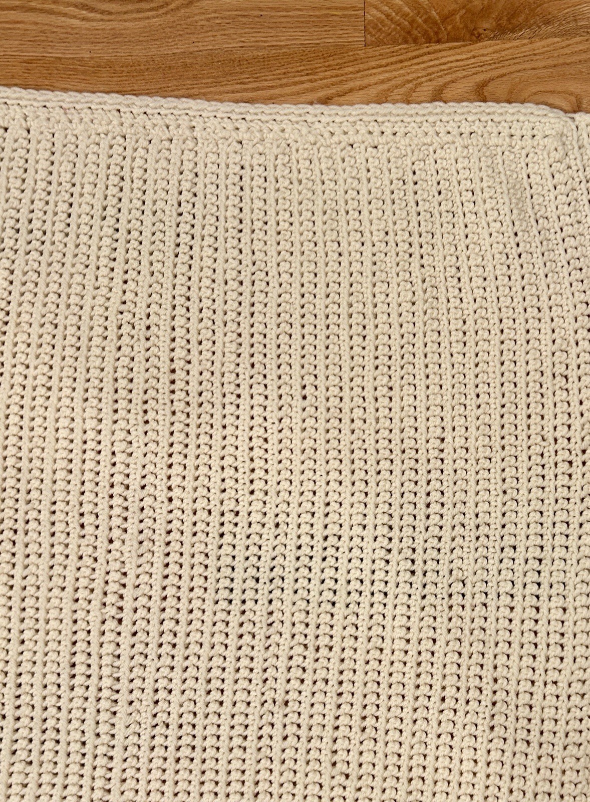 Handmade Beige crochet Throw Lap Blanket Sofa Blanket 57” X 43” child Blanket