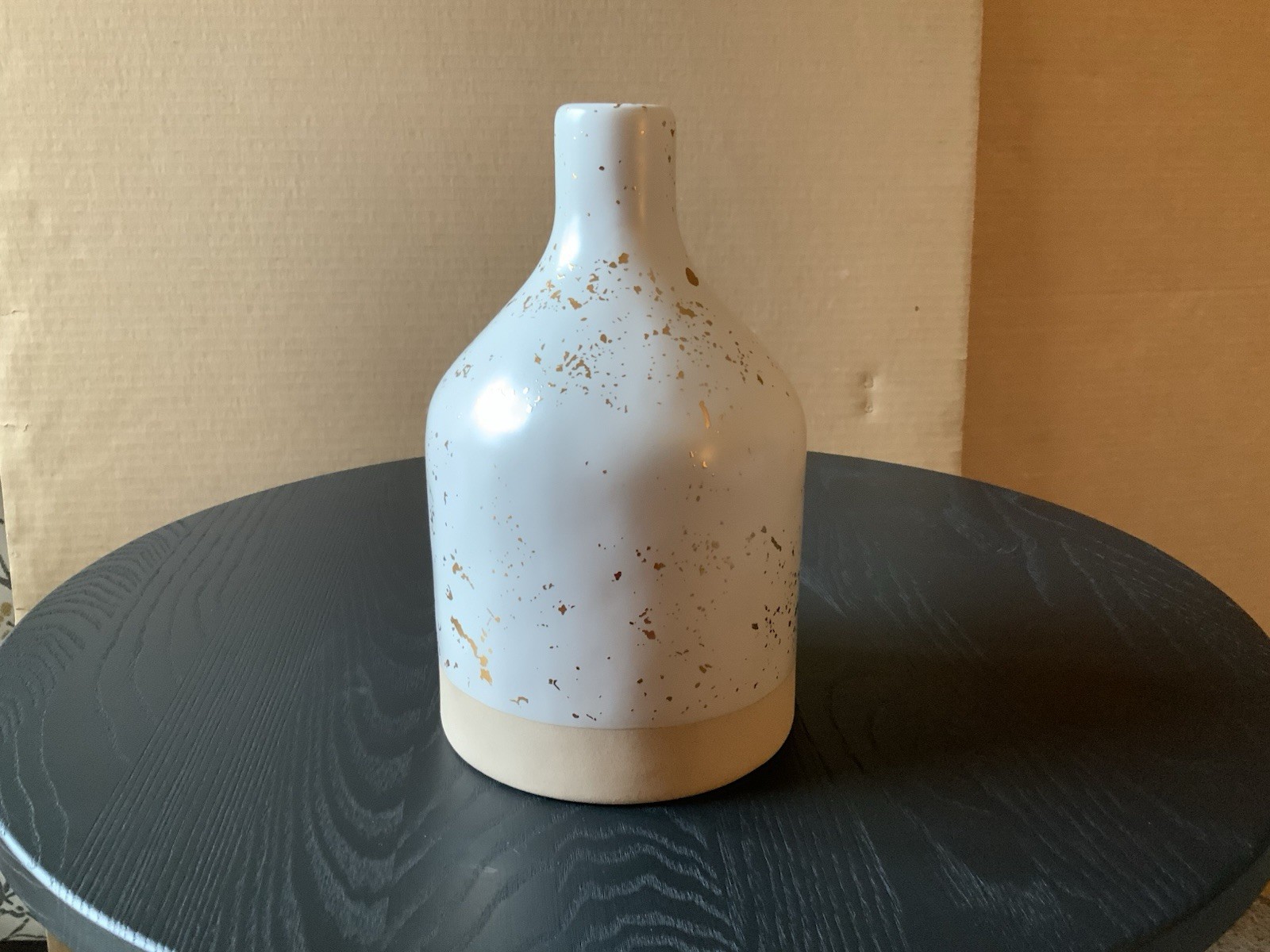Hearth And Hand Magnolia Stoneware Jug Vase Cream And Gold Speckled 8 3/4” H