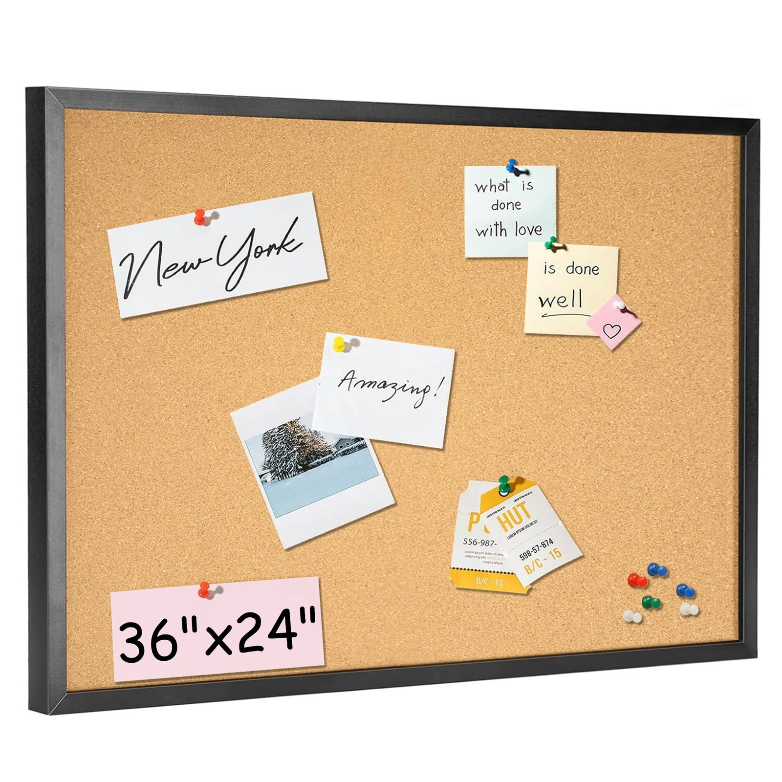 Bulletin Board 36&Prime; X 24&Prime;, Cork Board for Wall with Frame, Large Picture Pin Boar