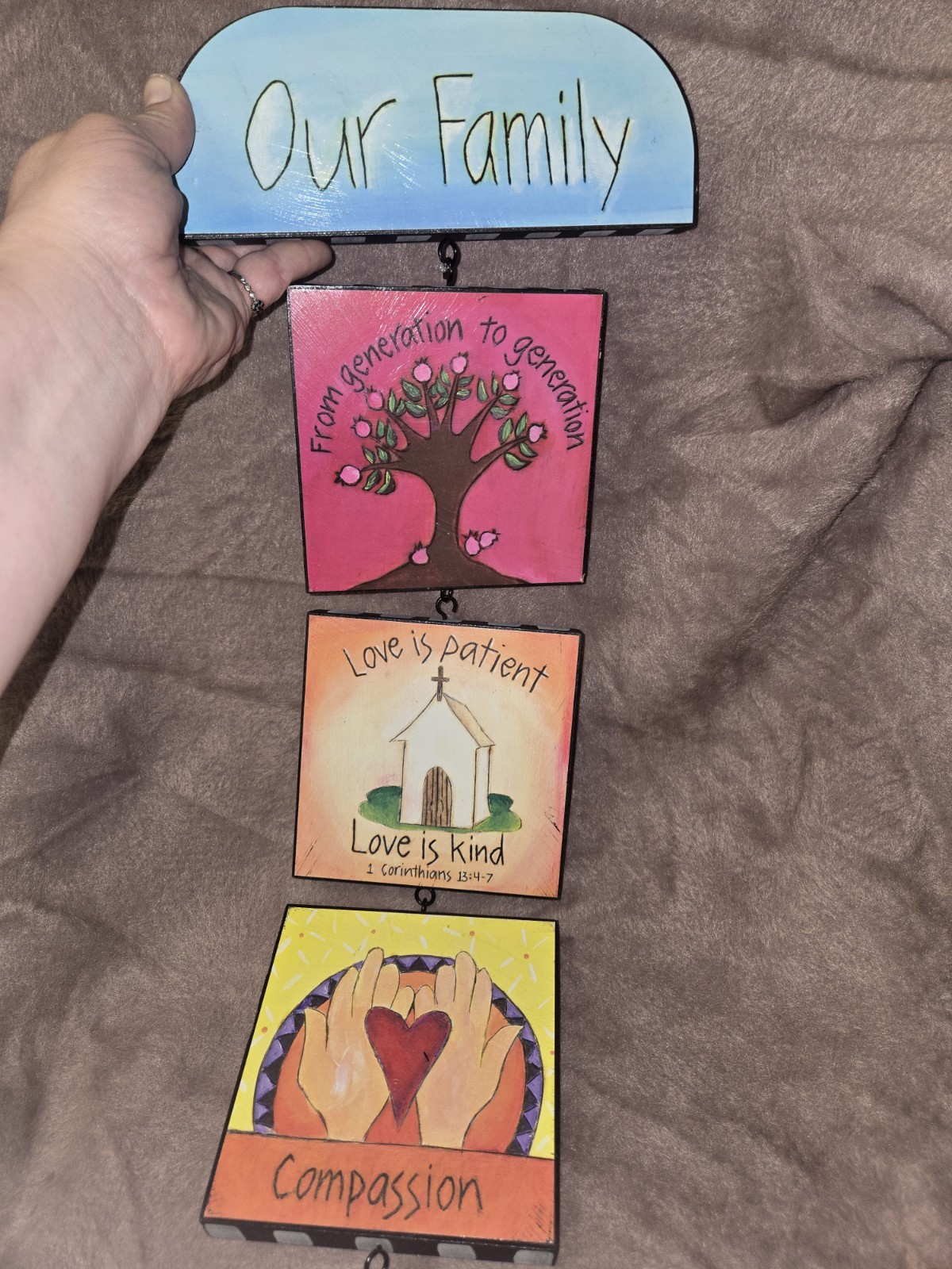 Lot 4 Demdaco Story Squares Wall Art~Sharon Feldstein~Family/Religious/Love 5X5&Prime;