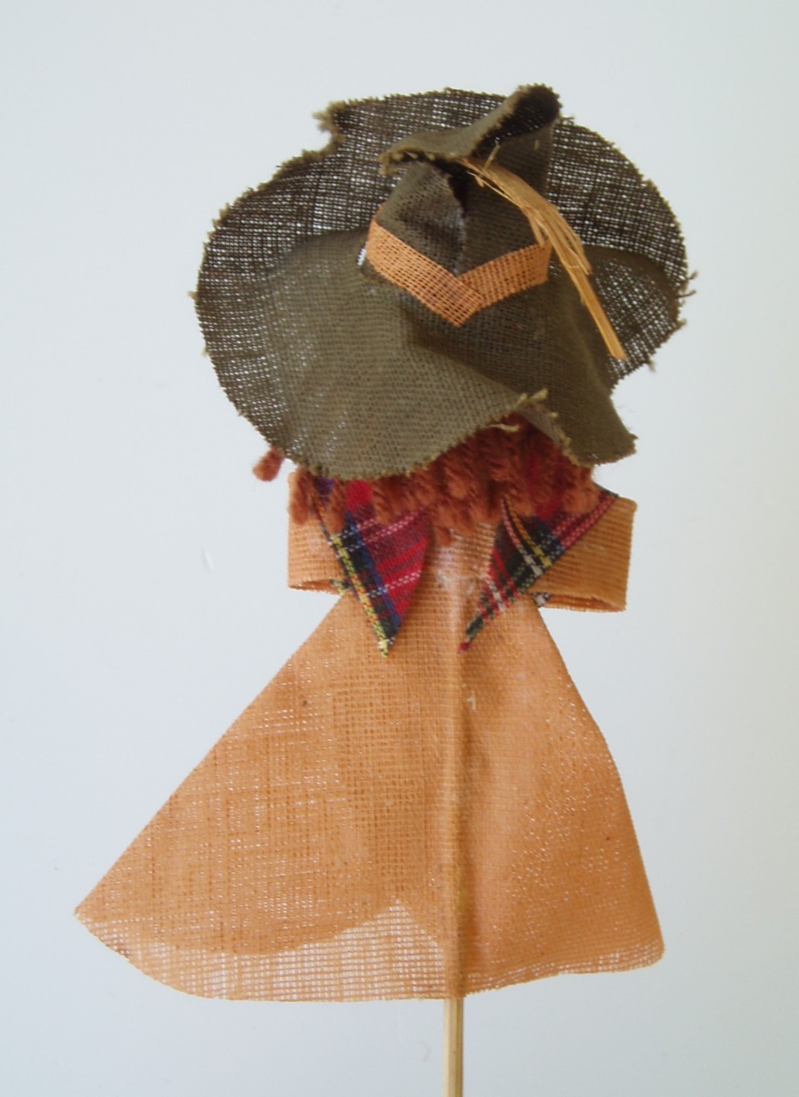 4 Vintage Scarecrow Flower Picks Fall Halloween Burlap Raffia Floral Decor