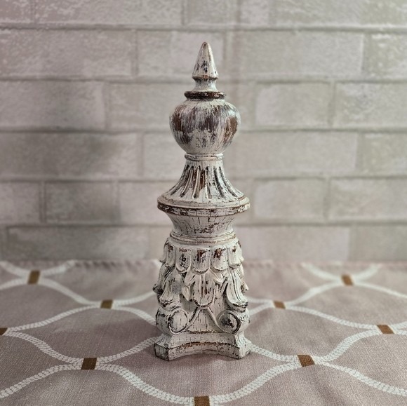 Rustic White Wood Distressed Finial Home Accent Shabby Chic Home Decor Art 13 in