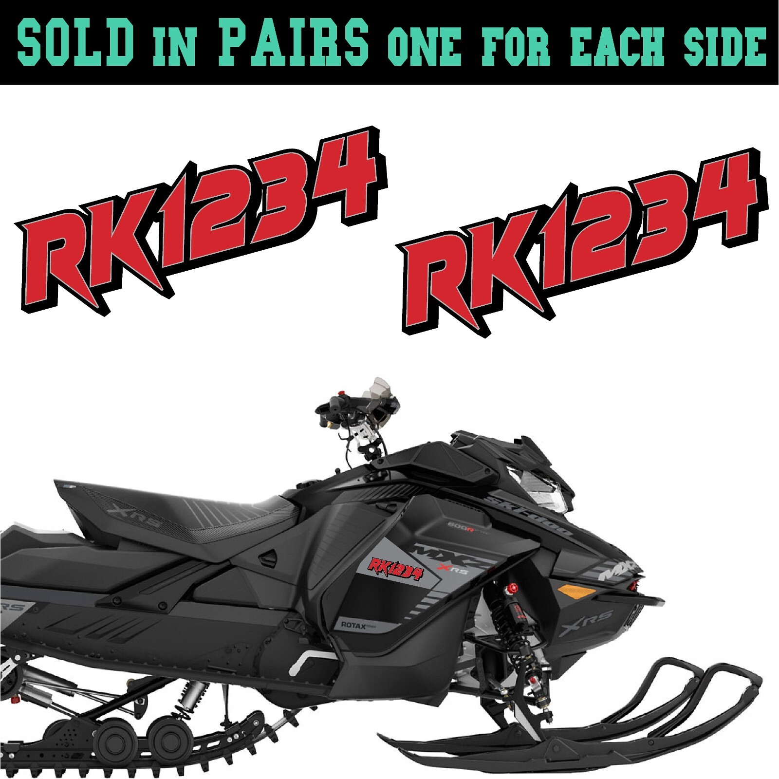 Snowmobile Registration Numbers & Letters 2 Pack Custom 2&Prime; vinyl decal pair 2CL