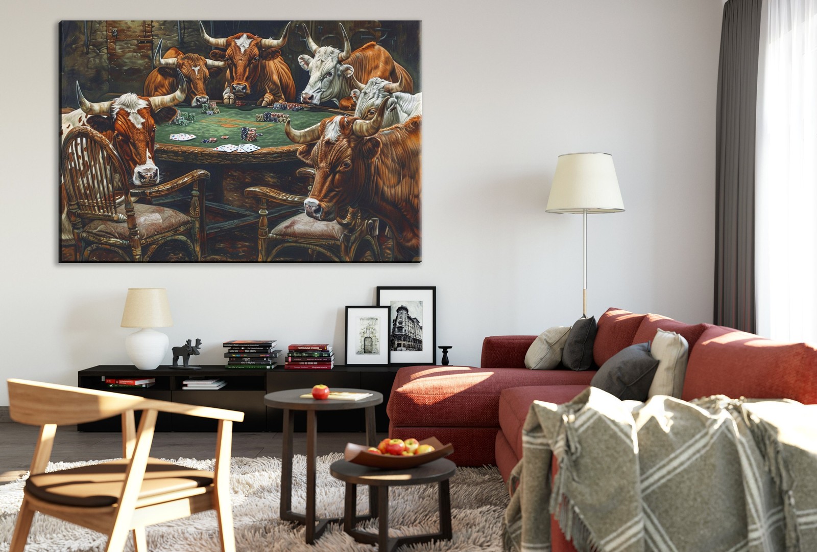 Texas Longhorns Canvas Playing Poker Gallery Wrapped Art Living Room Decor