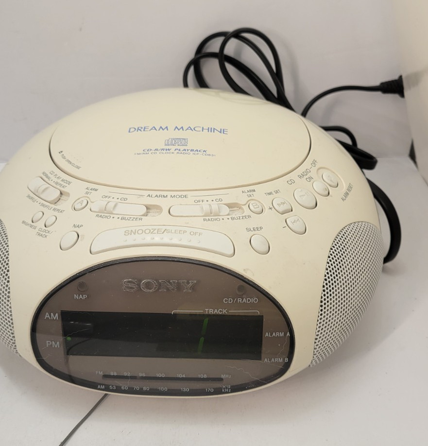 Sony Dream Machine ICF-CD831 CD Clock Radio AM FM Dual Alarm Tested Works