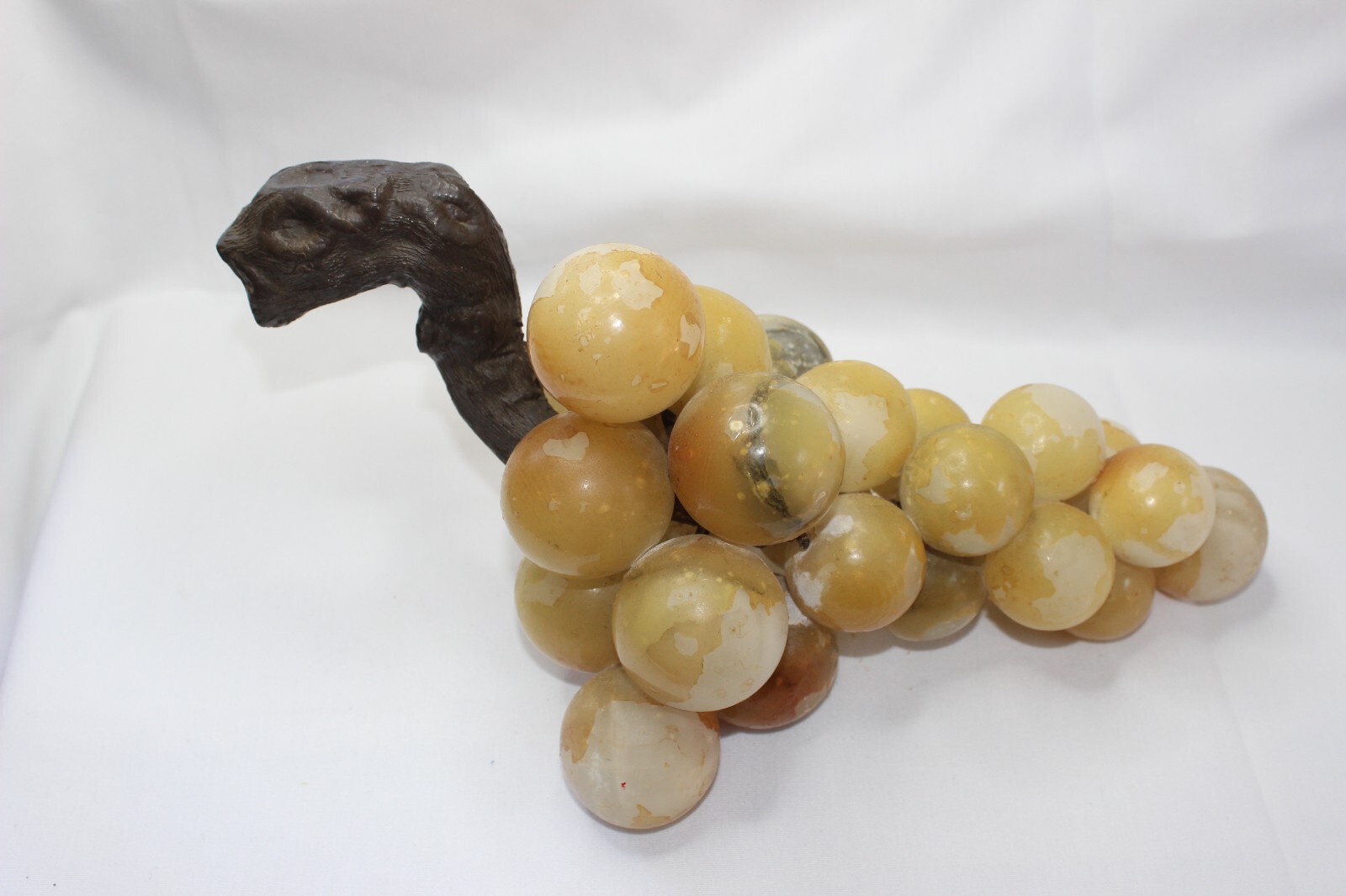 Large Vintage MCM ALABASTER MARBLE GRAPES CLUSTER BUNCH stone Fruit mid century