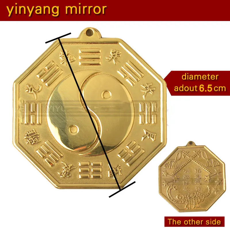 6.5cm Chinese Feng Shui Bagua Copper Mirror Luck Blessing Home Decorations