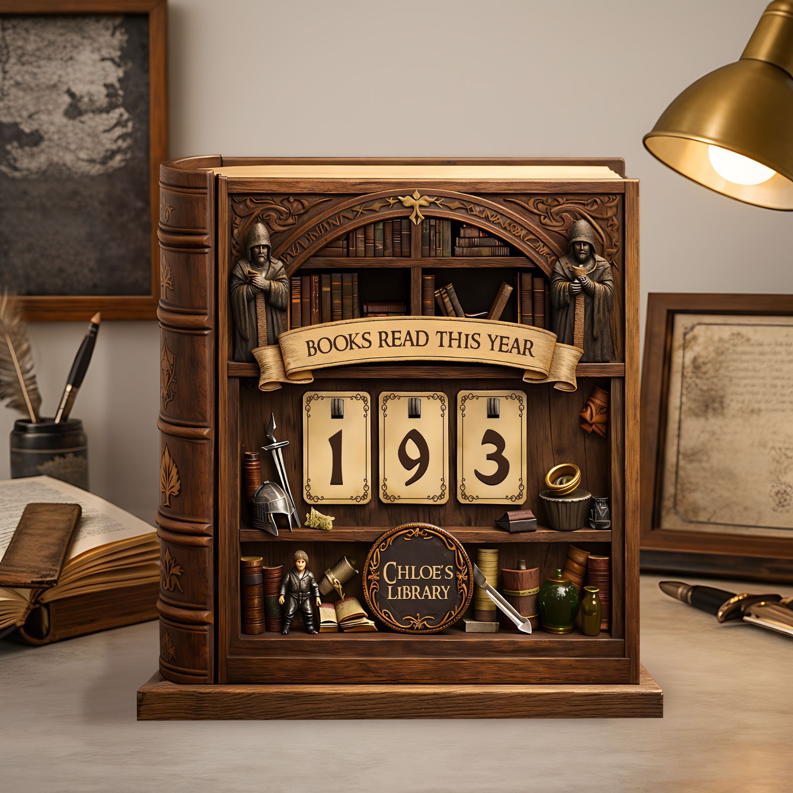 Personalized Reading Counter: Books Read This Year Decor, Bookish Gift