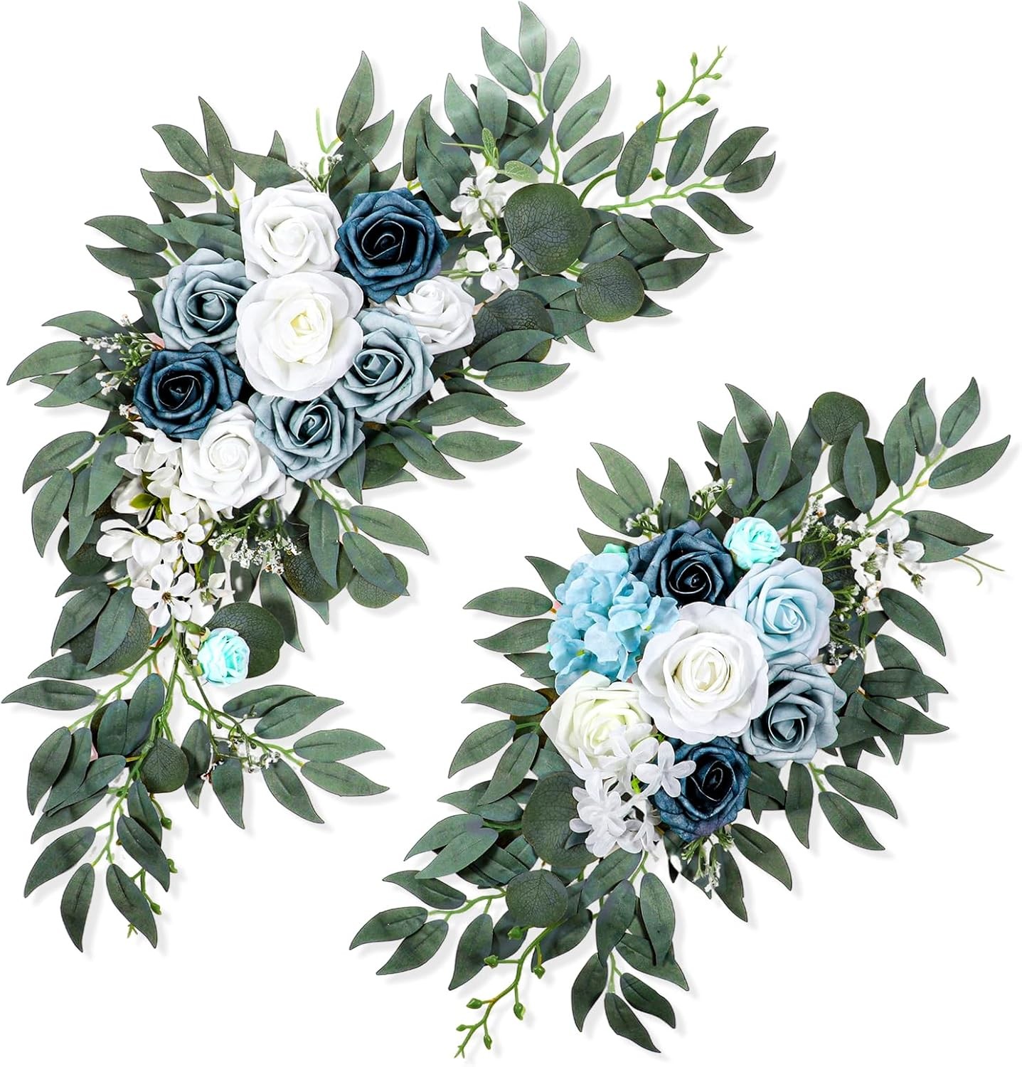 2 Packs Wedding Arch Flowers, 28”/20” Blue Artificial Flower Swag for Wedding