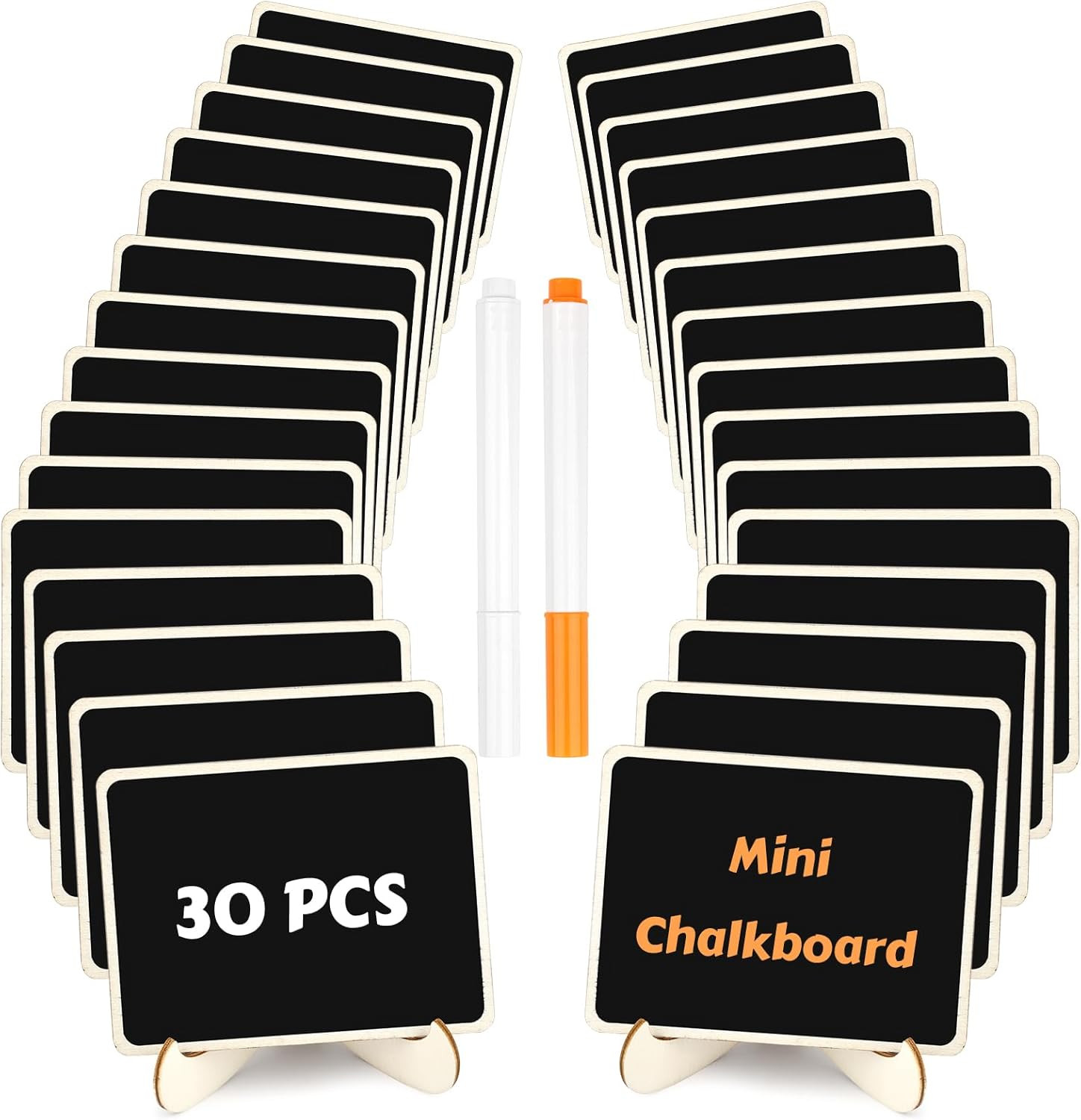 30 Pack Mini Chalkboard Signs, Food Labels for Party Buffet, Small Wooden Chalk