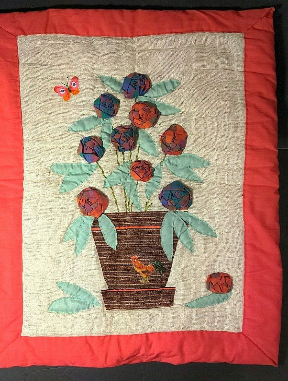 Padded 3D Applique Cotton Unisex Baby Blanket NEW Handmade Unique 28&prime; x 22&prime;
