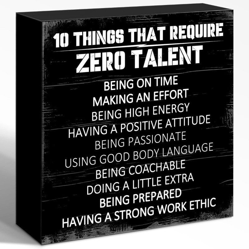 Black Distressed Wood Grain Wooden Sign Motivational Office Desk Decor Gift