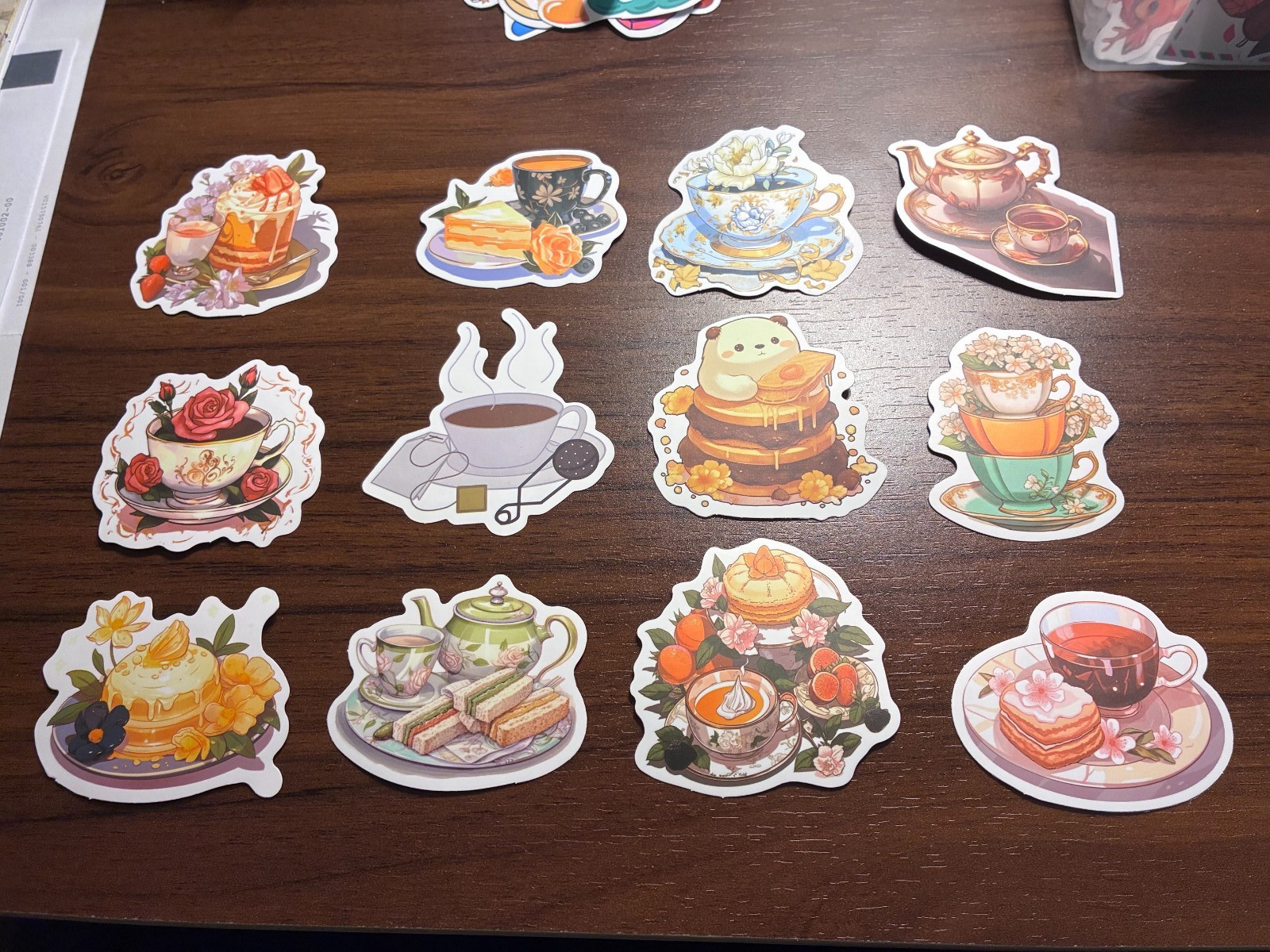 12 – Vinyl Tea Time and Tea Foods Stickers 1&Prime; to 1.5&Prime; in Size