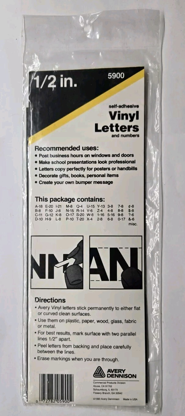Avery 1/2&Prime; Black Self Adhesive Vinyl Letters and Numbers, 434 Characters