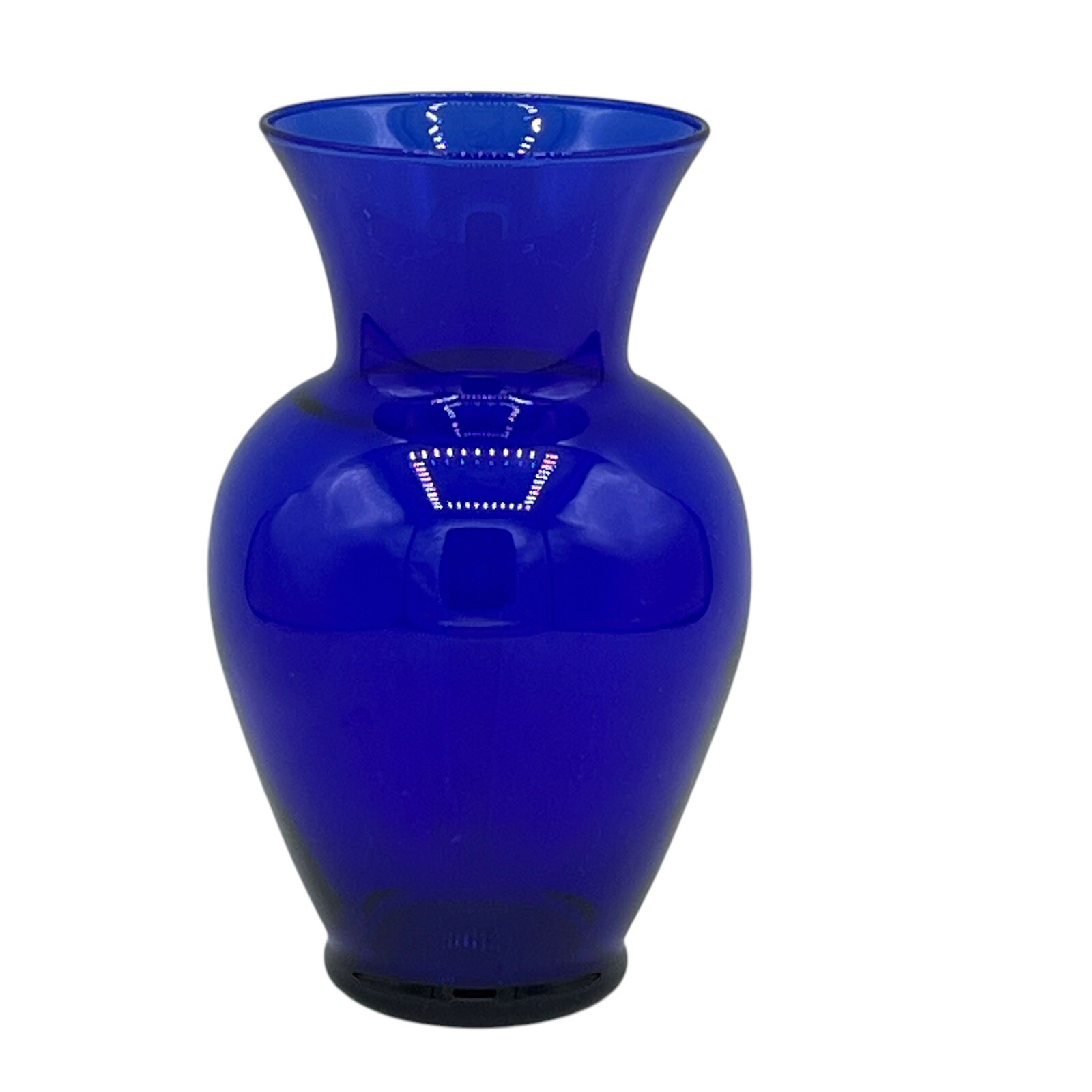 Dark Cobalt Indiana Glass Bud Vase Flared Bulbous Small 4 3/4&Prime; Tall x 3&Prime; Wide