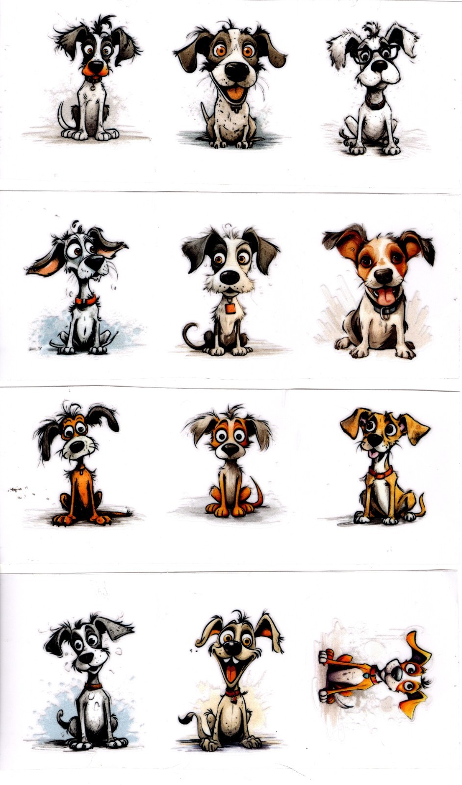 3 Sheets Dogs & Cows in Mugs UV DTF Stickers for Keychains, Coasters, etc – 12