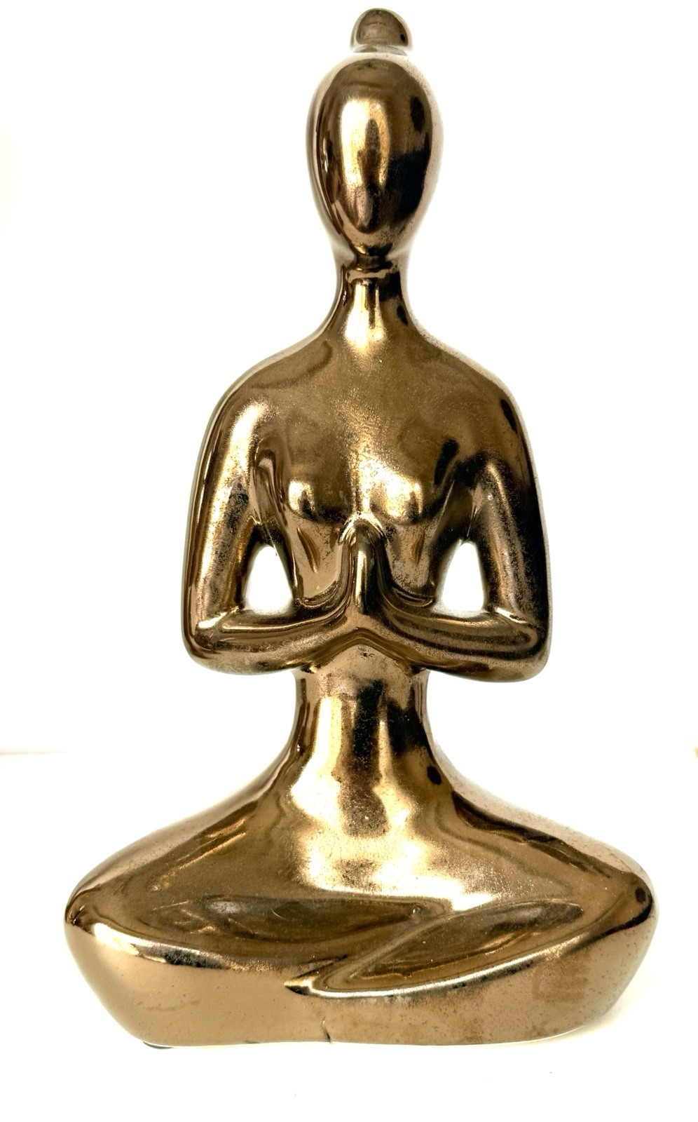 Rustic Gold Yoga Figurine Ceramic Home Decor 3D 2.5×5.5”