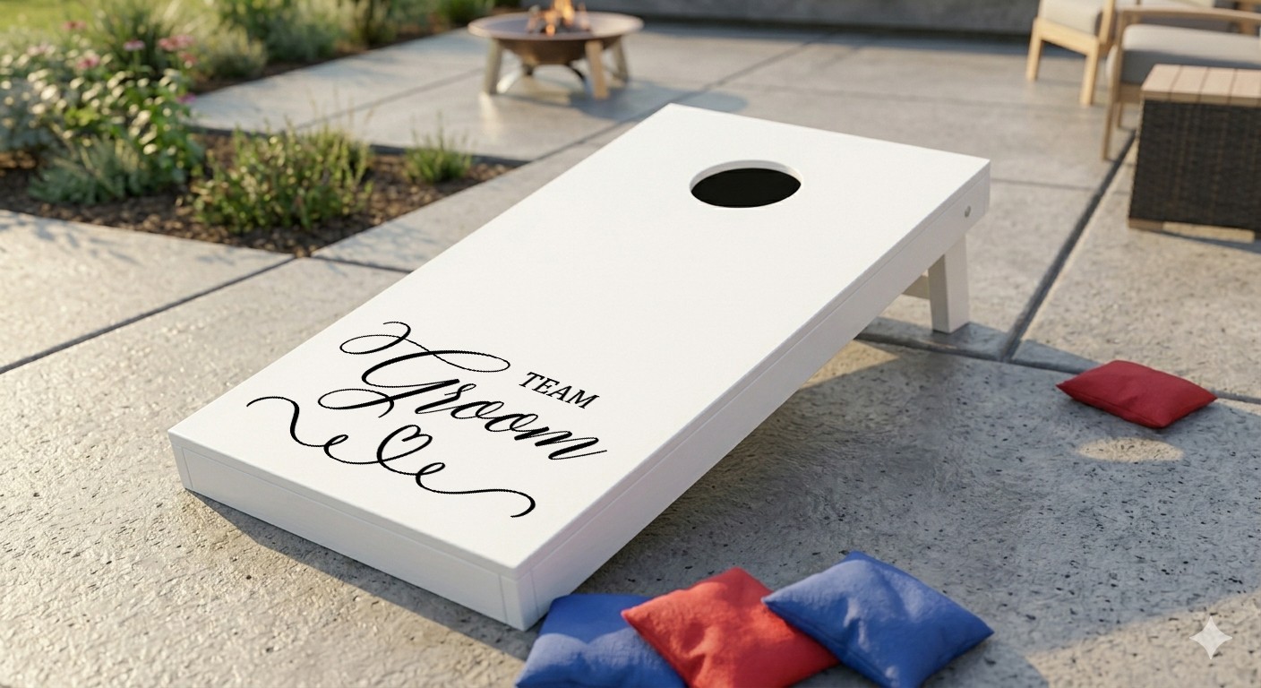 Team Bride Groom Cornhole V2 Vinyl Decals Wedding Reception Party Board Stickers