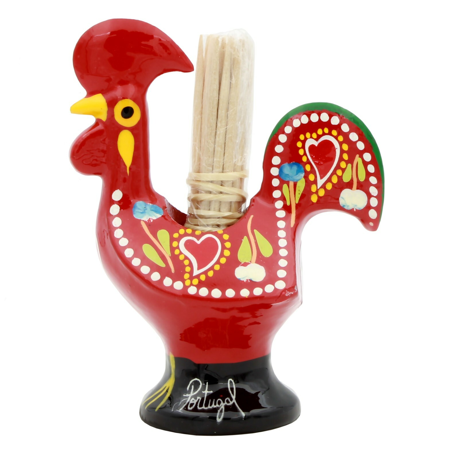 Traditional Hand-Painted Portuguese Good Luck Rooster Toothpick Holder, 3.25&Prime;