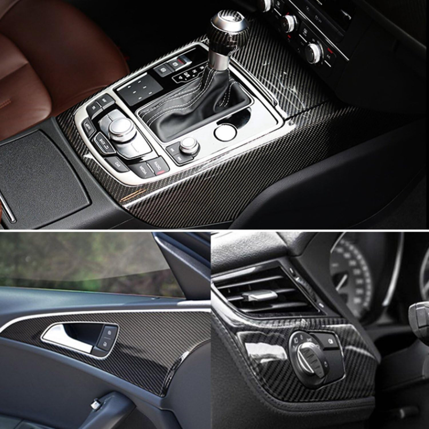 High Gloss 6D Black Carbon Fiber Vinyl Wrap Sticker with Air Release Bubb
