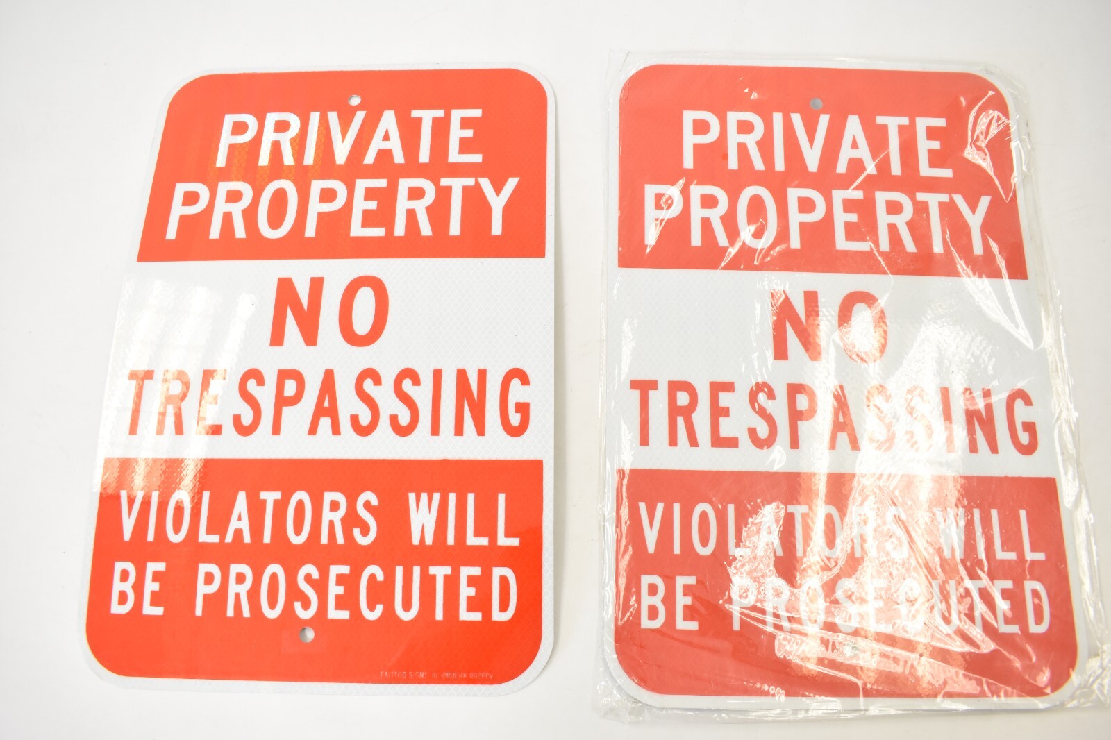 Private Property No Trespassing 12&Prime; x 18&Prime; Reflective Aluminum Sign 2 Pack