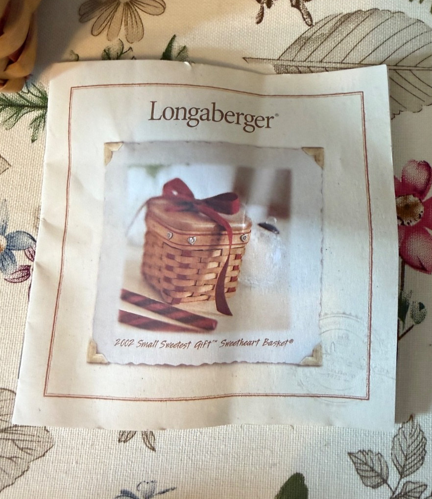 Longaberger 2002 Sweetest Gift Small Basket Combo ~ BLPL tie on #2