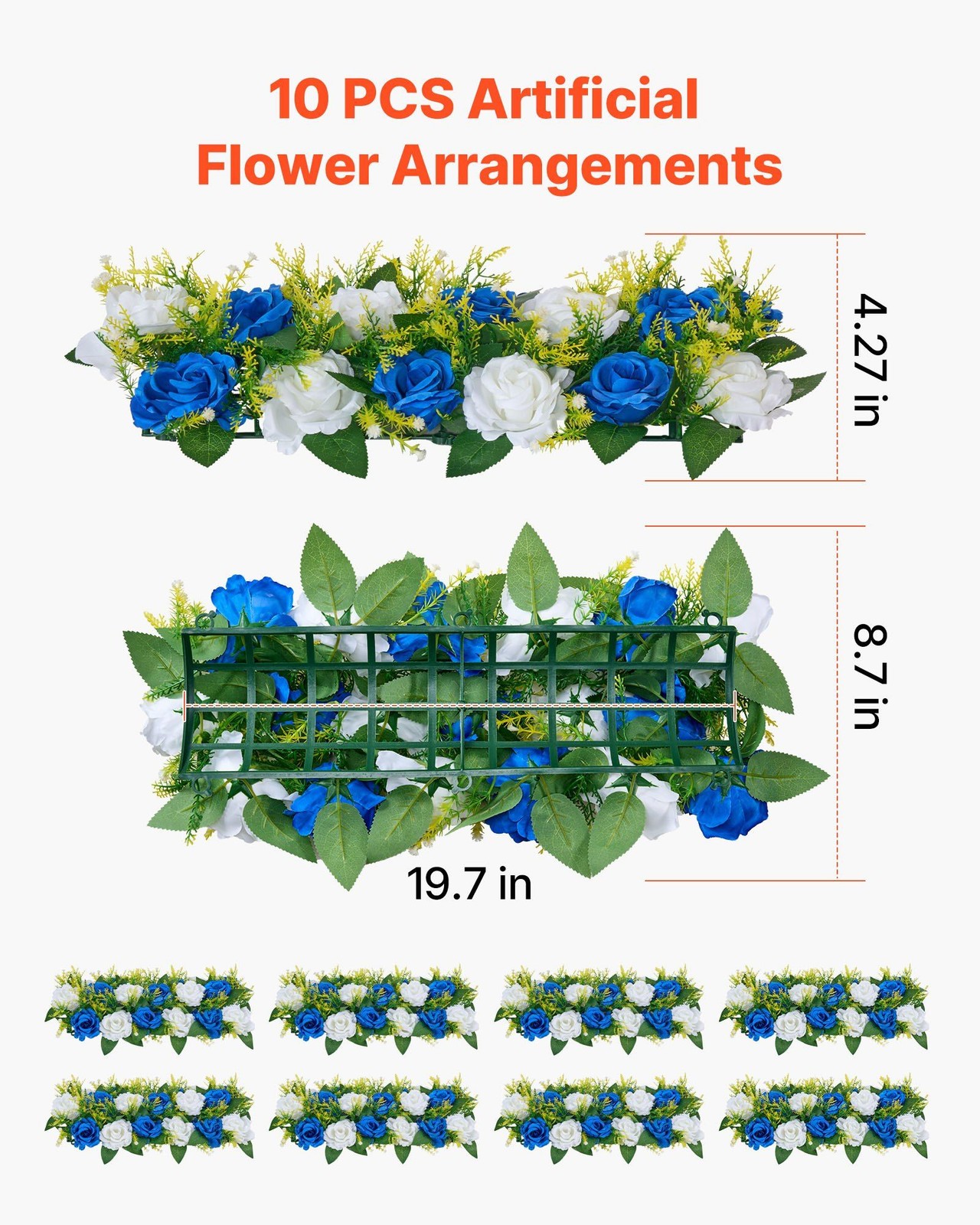 Reusable Faux Roses 10PC, 19.7×8.7in, Wedding Table Centerpiece Arrangements