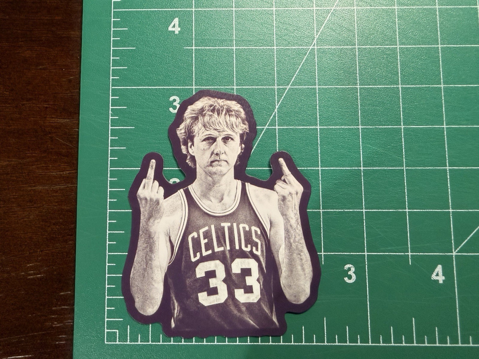 Larry Bird Middle Fingers – Flipping The Bird- Laminated Vinyl Sticker – 2&Prime;x3&Prime;
