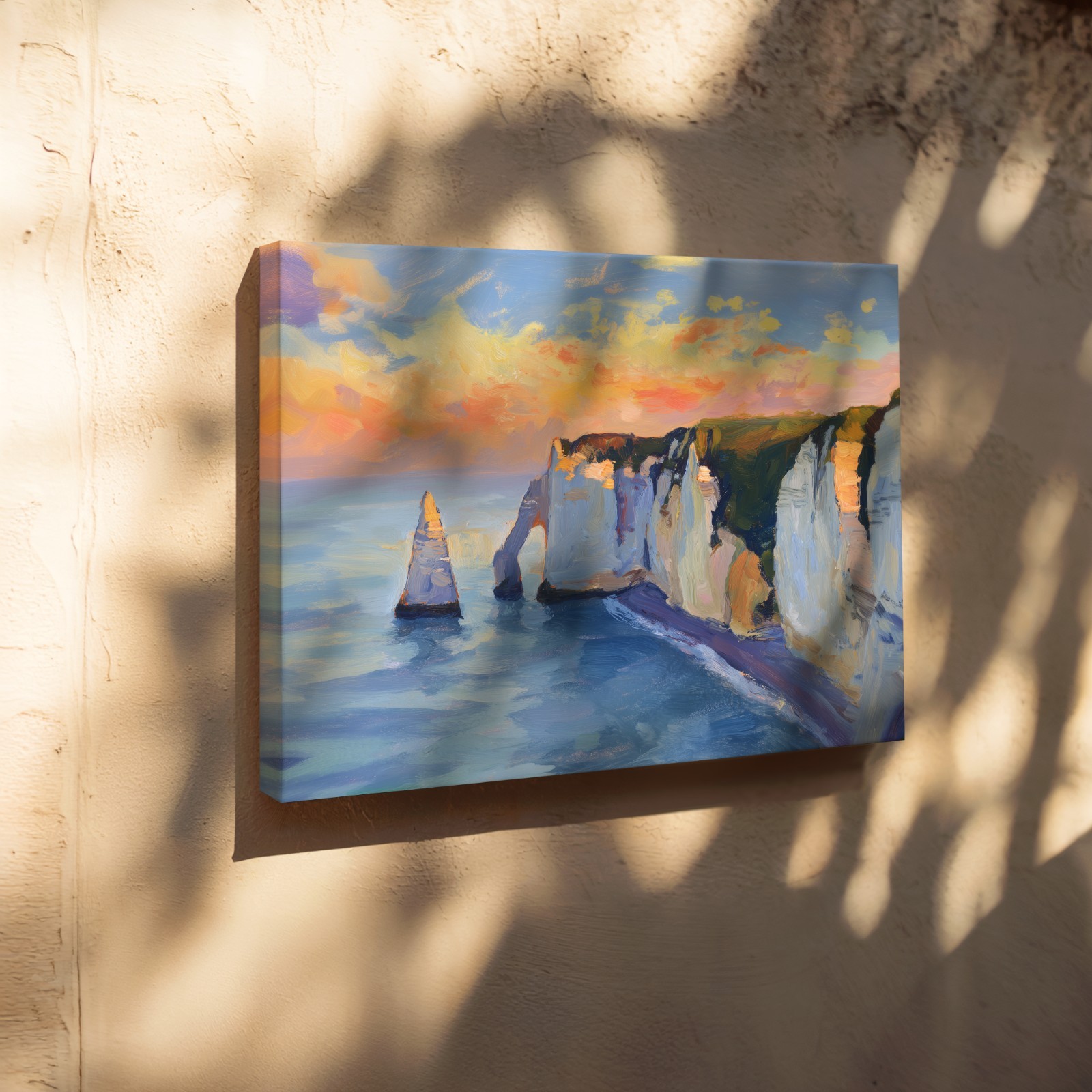 Etretat Cliffs Painting Canvas Print Normandy France Coastal Landscape Wall Art