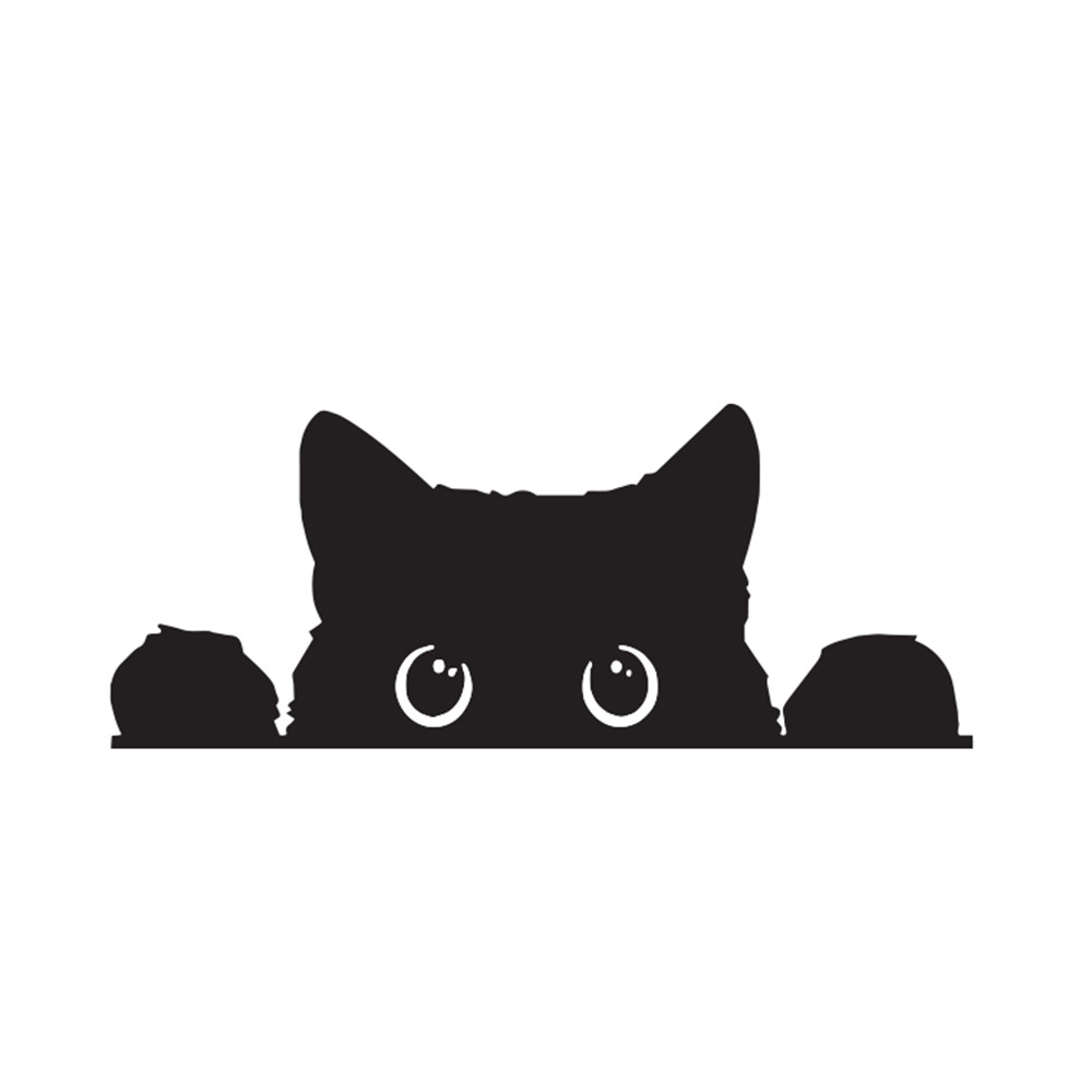 5&Prime;W x 2&Prime;H Peeking Black Cat Decal, Funny Sticker for Car, Laptop, Window