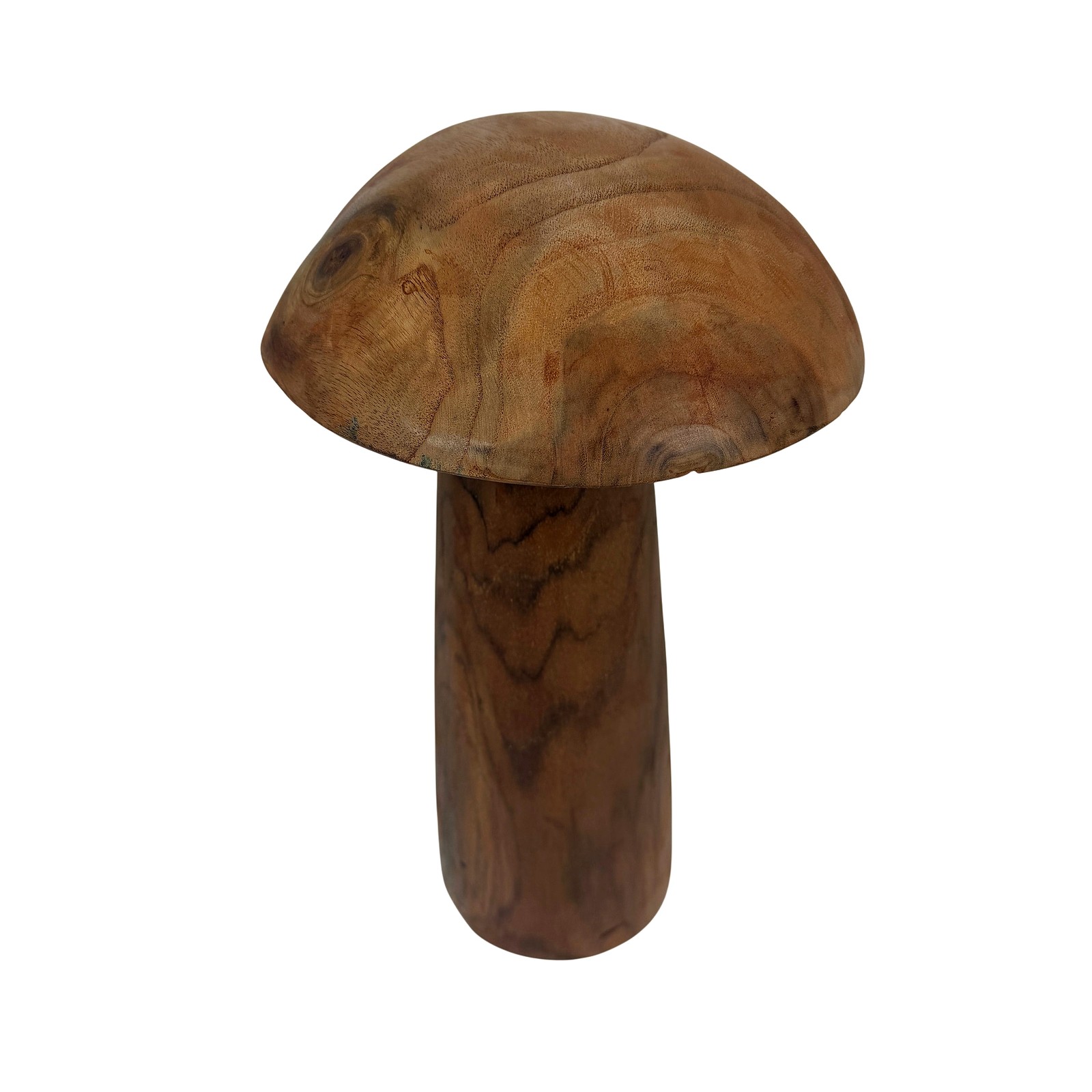 Wood Mushroom Statue 12.5 in Natural Solid Wood Freestanding Sculpture