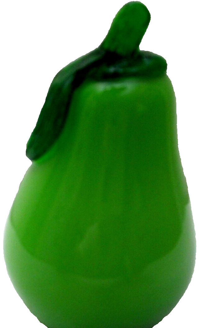 Decorative Fruit Hand Crafted Art Glass Green Pear with Green Stem 4 1/2&Prime; T